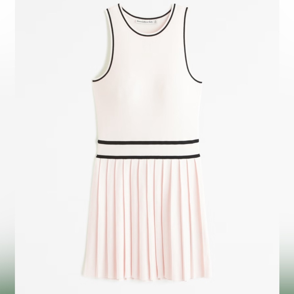 NWT Pleated Mini Sweater Dress in Cream